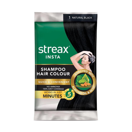 Streax Insta Shampoo Hair Colour Natural Black 1